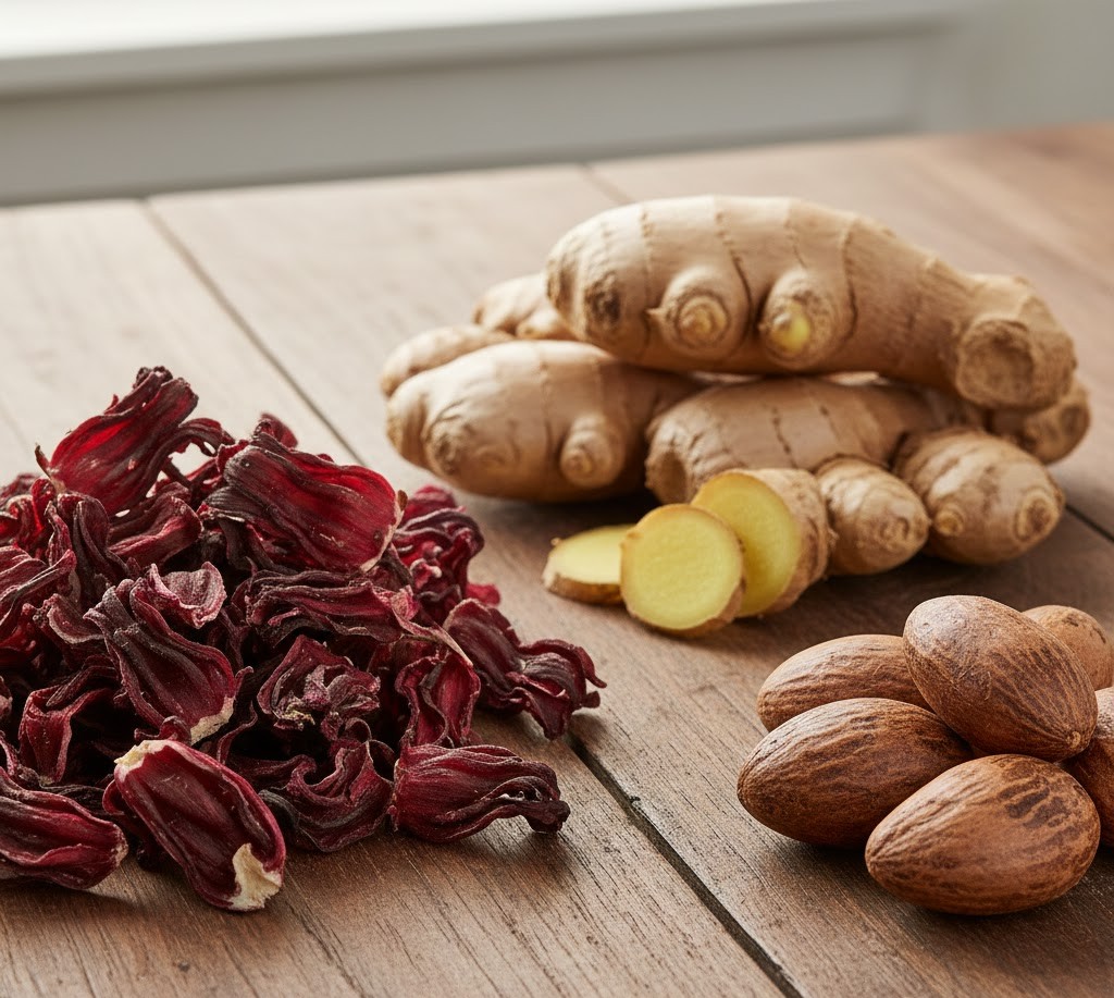 Ginger, hibiscus, and shea nuts