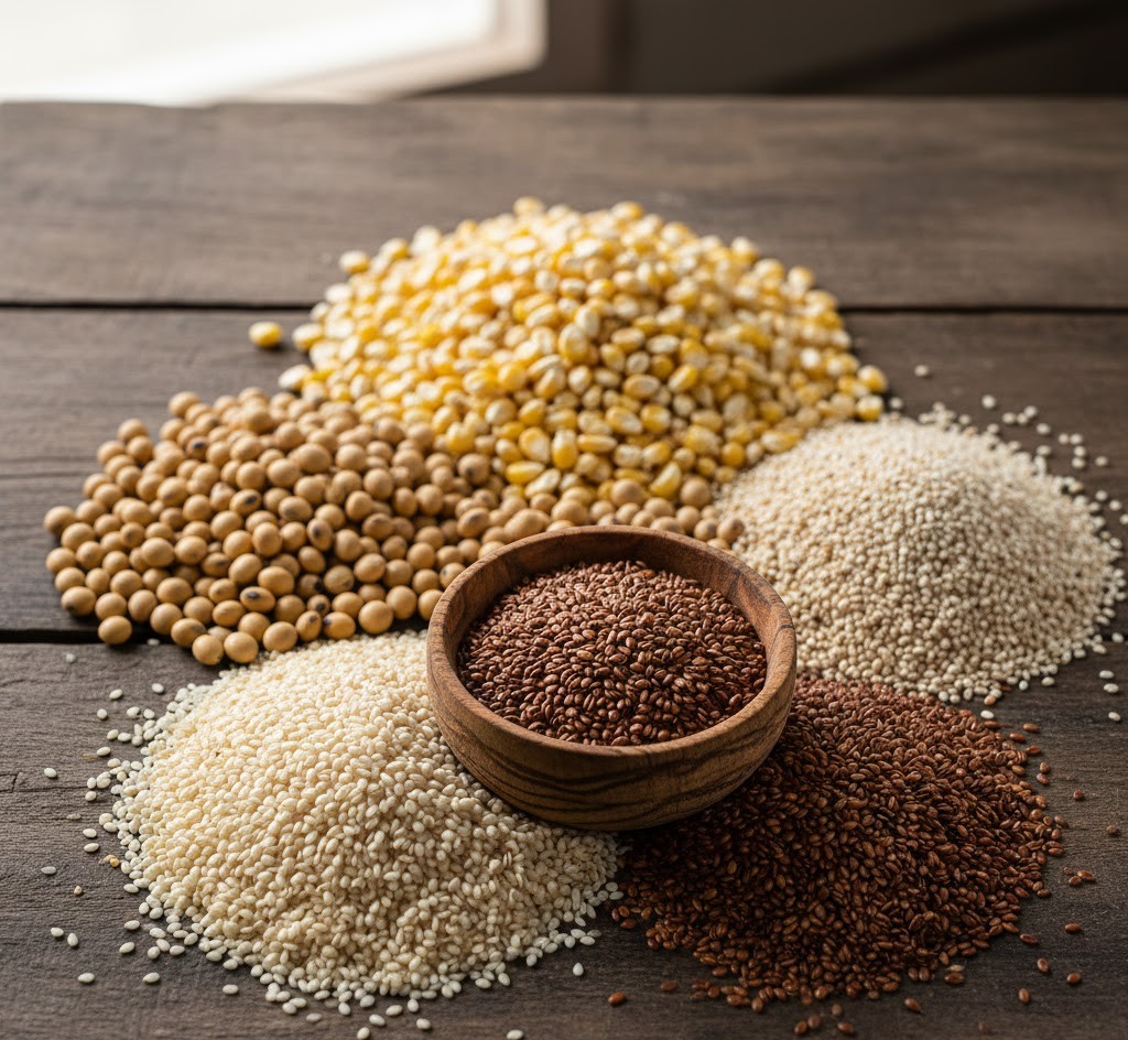 Assorted grains and seeds